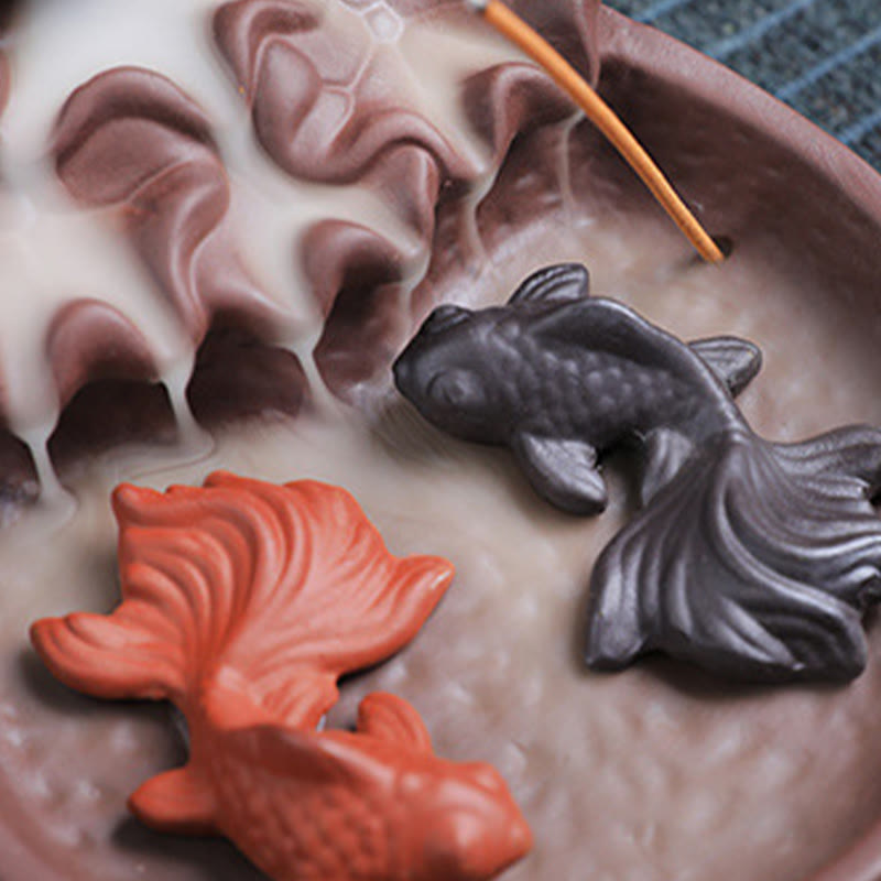 Buddha Stones鯉 牛 紫粘土 陶器 お香立て 癒し お香炉 装飾 - image 13