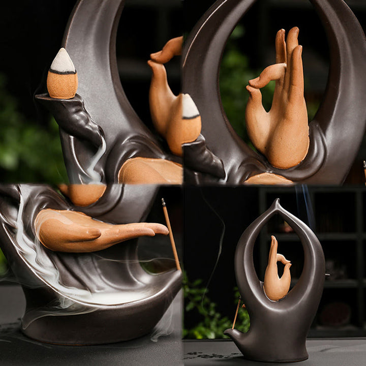 Buddha Stones階段 山 水 仏手 陶器 逆流 煙噴水 瞑想 香炉 装飾 - image 9