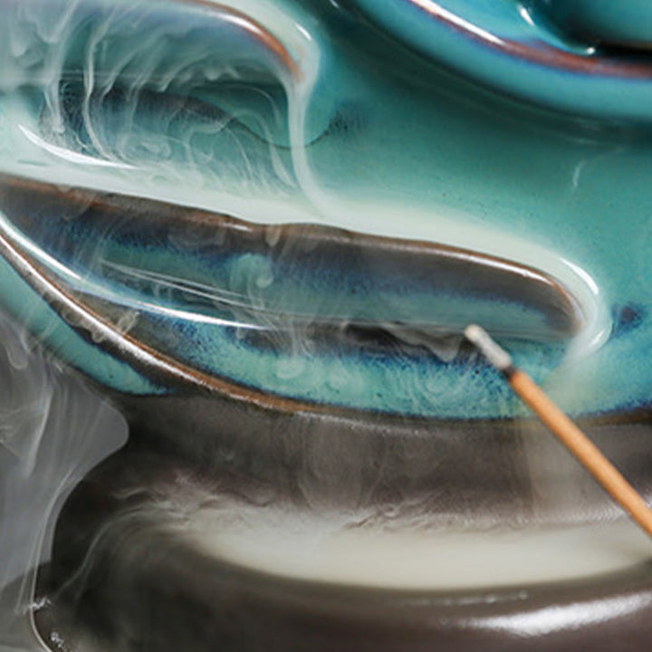 Buddha Stonesブルー 三日月 セラミック 逆流煙噴水 瞑想 燭台 香炉 装飾 - image 13