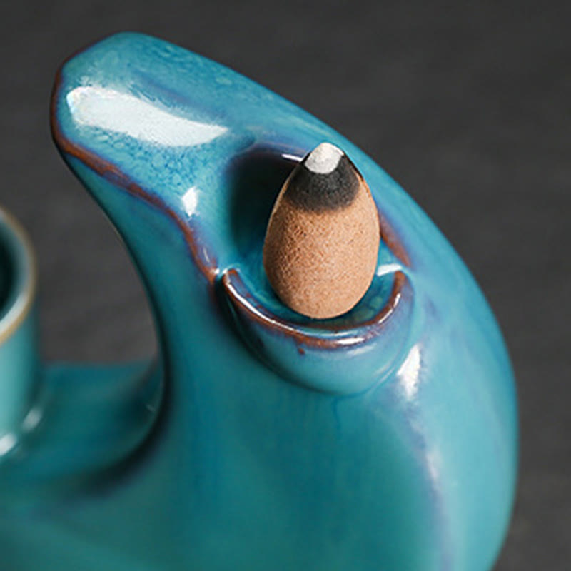 Buddha Stonesブルー 三日月 セラミック 逆流煙噴水 瞑想 燭台 香炉 装飾 - image 9