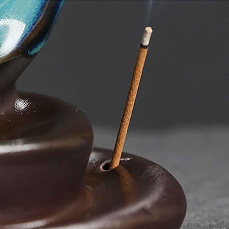 Buddha Stonesブルー 三日月 セラミック 逆流煙噴水 瞑想 燭台 香炉 装飾 - image 15