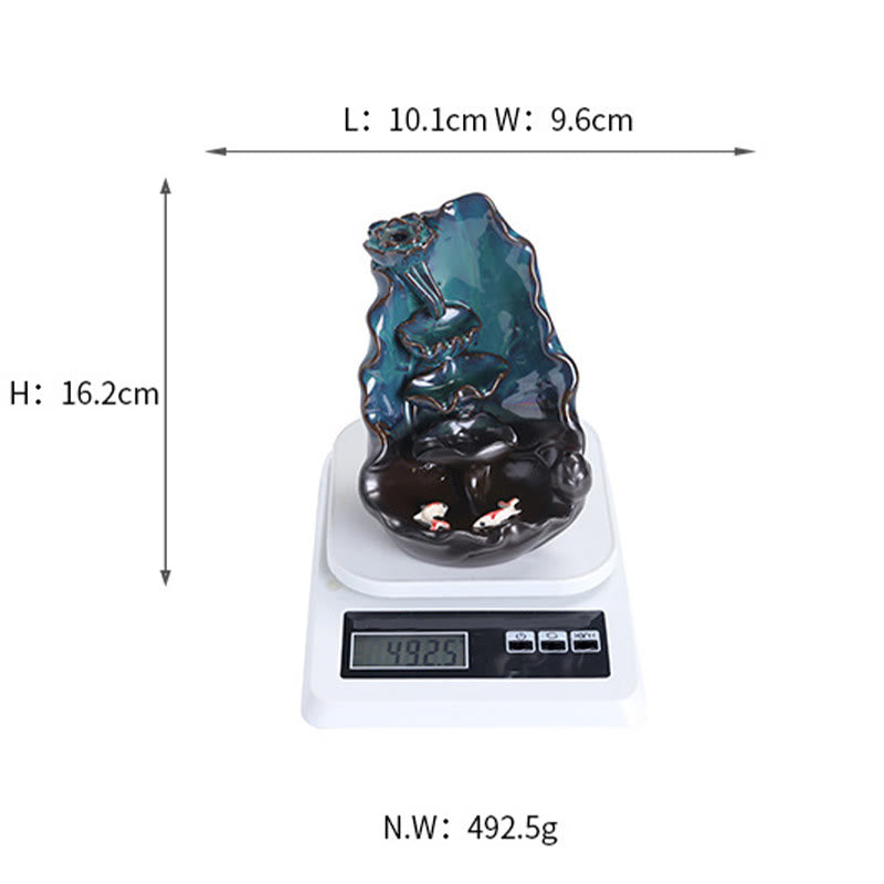 Buddha Stonesブルー 蓮の葉 セラミック 逆流煙噴水 スピリチュアル 香炉 装飾 - image 10