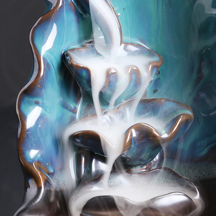 Buddha Stonesブルー 蓮の葉 セラミック 逆流煙噴水 スピリチュアル 香炉 装飾 - image 8