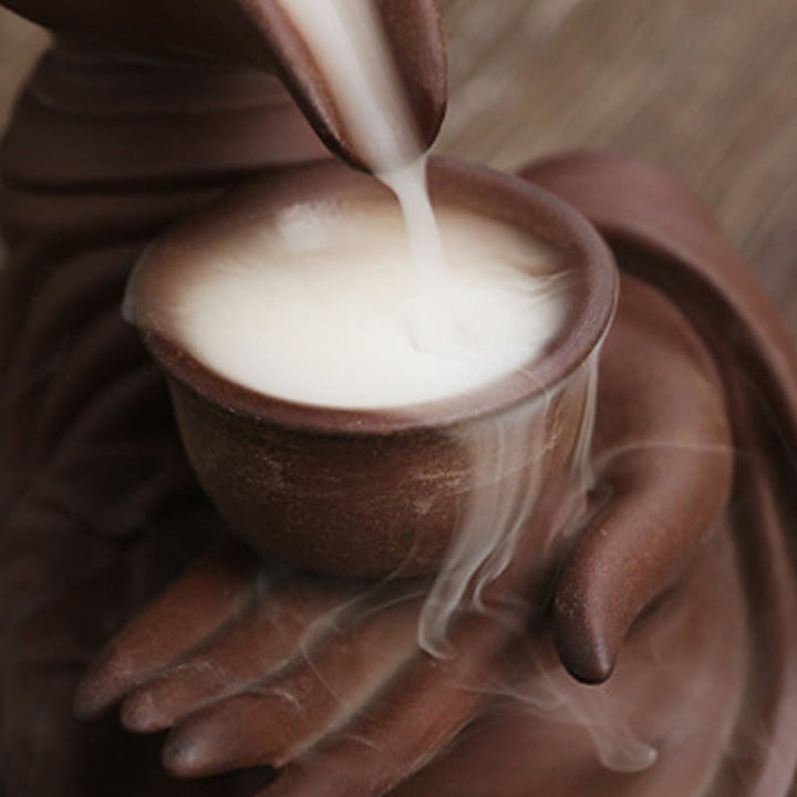 Buddha Stones仏陀の手を持つティーポットカップ セラミック逆流煙噴水 癒しの香炉装飾 - image 17