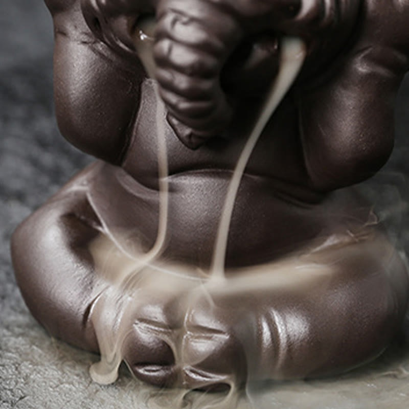 Buddha Stonesかわいい象 紫粘土 逆流煙噴水 平和 癒し 香炉 装飾 - image 24