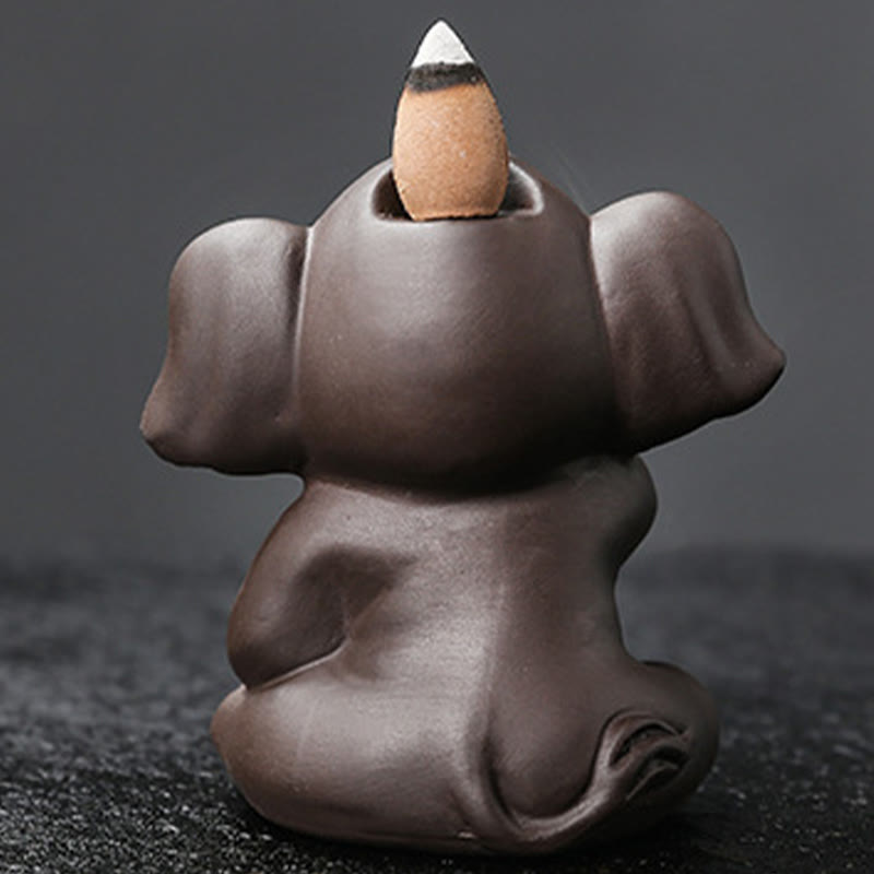 Buddha Stonesかわいい象 紫粘土 逆流煙噴水 平和 癒し 香炉 装飾 - image 9