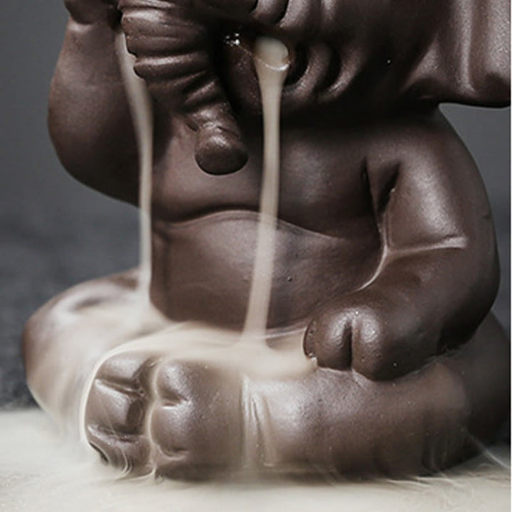 Buddha Stonesかわいい象 紫粘土 逆流煙噴水 平和 癒し 香炉 装飾 - image 13