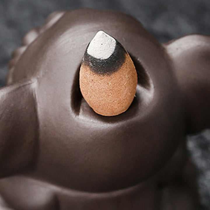 Buddha Stonesかわいい象 紫粘土 逆流煙噴水 平和 癒し 香炉 装飾 - image 13