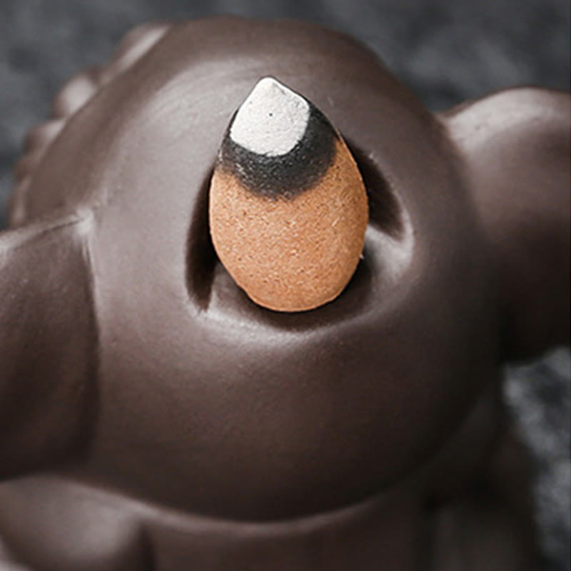 Buddha Stonesかわいい象 紫粘土 逆流煙噴水 平和 癒し 香炉 装飾 - image 26