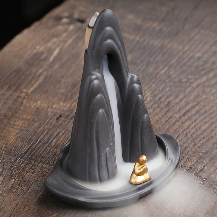 Buddha Stonesリトルモンク山 流水 紫粘土 セラミック ヒーリング 逆流香炉 装飾 - image 3