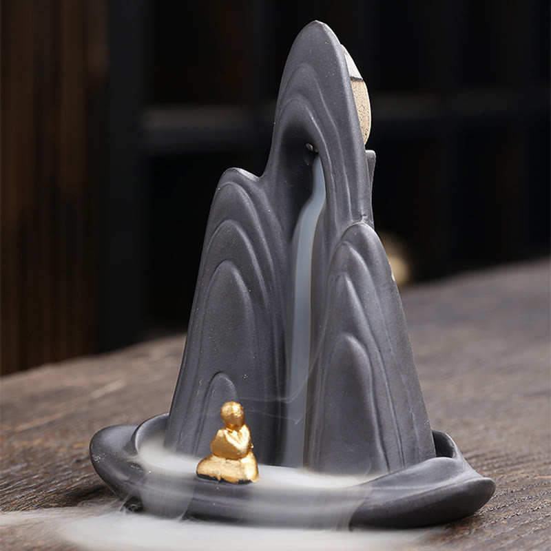 Buddha Stonesリトルモンク山 流水 紫粘土 セラミック ヒーリング 逆流香炉 装飾 - image 6