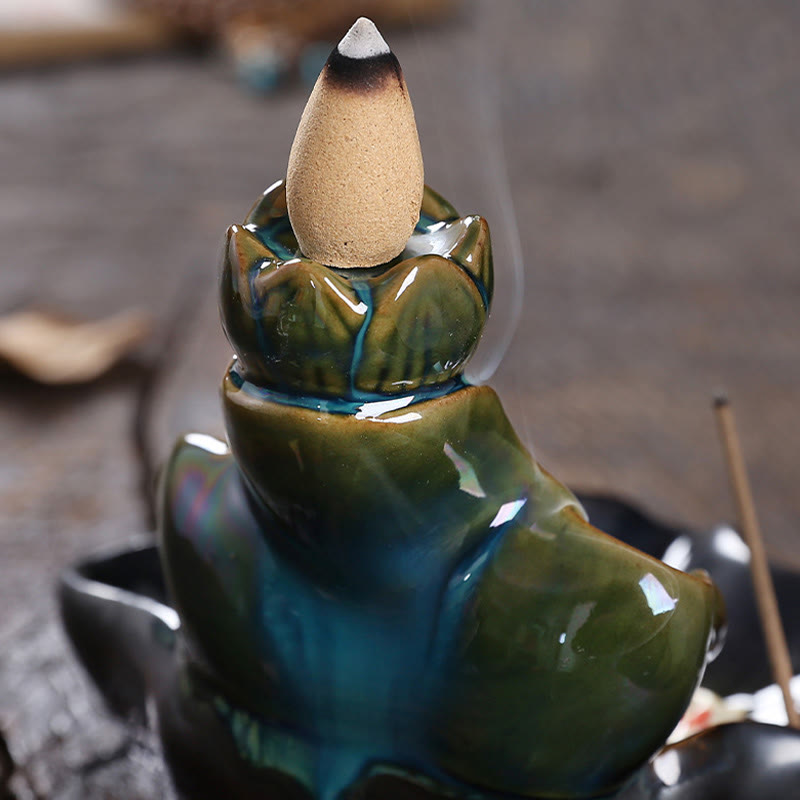 Buddha Stones蓮の葉 鯉 陶器 逆流煙噴水 平和香炉 装飾 - image 8