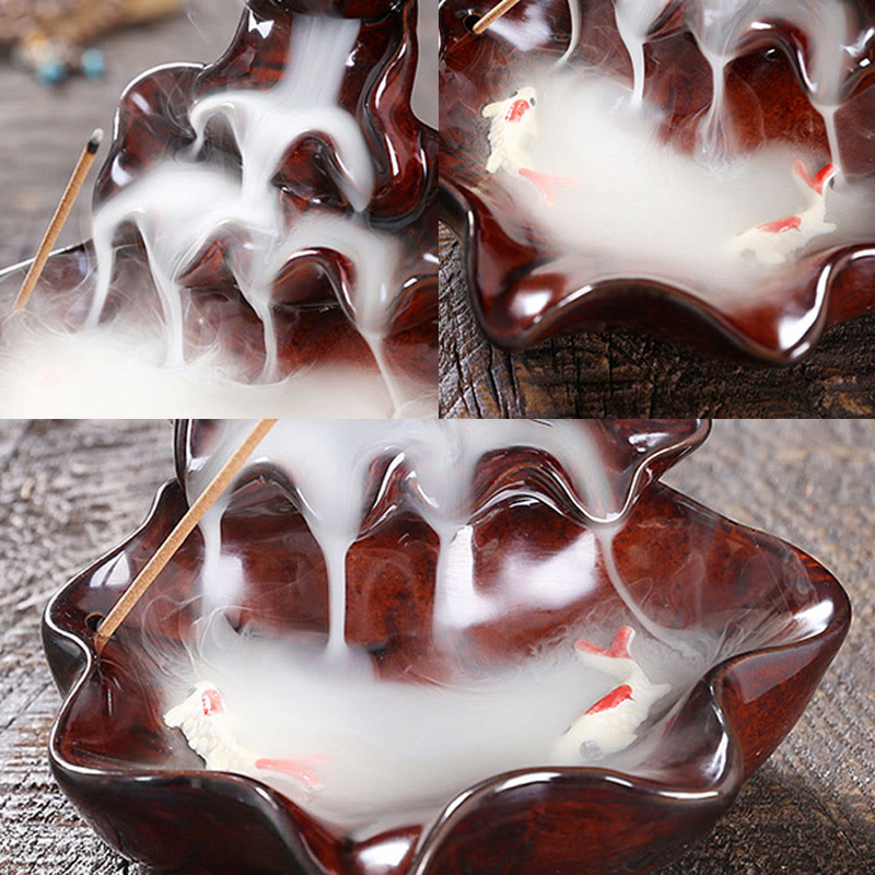 Buddha Stones蓮の葉 鯉 陶器 逆流煙噴水 平和香炉 装飾 - image 17