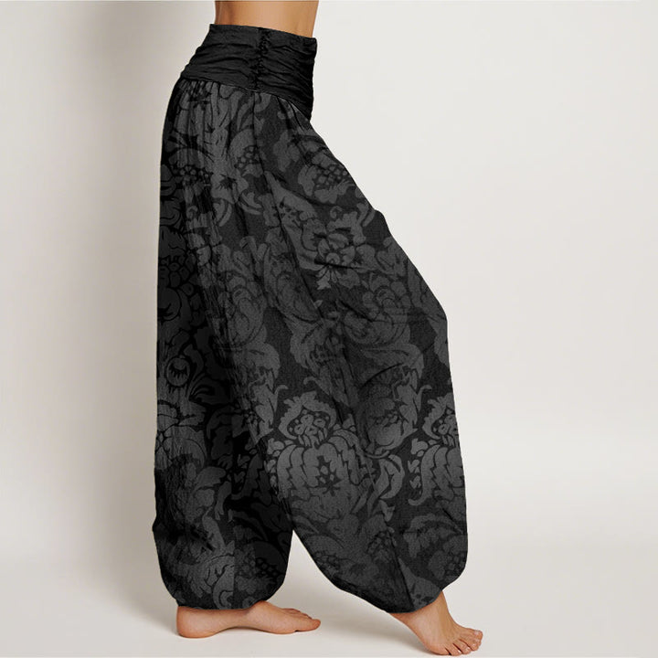 Buddha Stonesカジュアル 花柄 葉っぱデザイン レディース 伸縮性ウエスト ハーレムパンツ - image 6