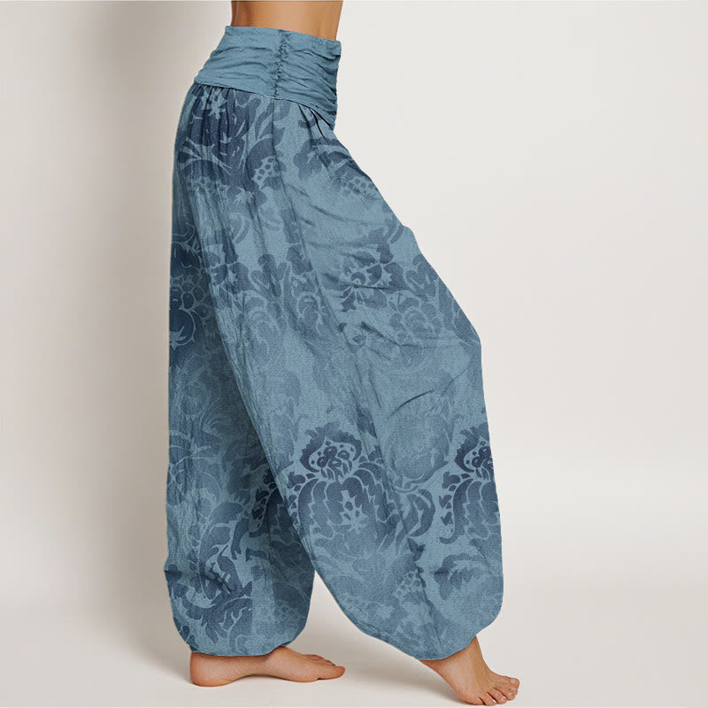 Buddha Stonesカジュアル 花柄 葉っぱデザイン レディース 伸縮性ウエスト ハーレムパンツ - image 2