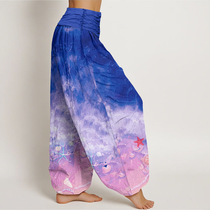 Buddha Stonesの広大な海柄レディース伸縮性ウエストハーレムパンツ - image 9