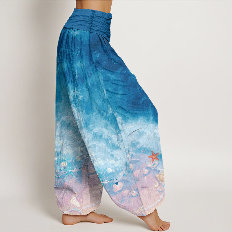 Buddha Stonesの広大な海柄レディース伸縮性ウエストハーレムパンツ - image 6