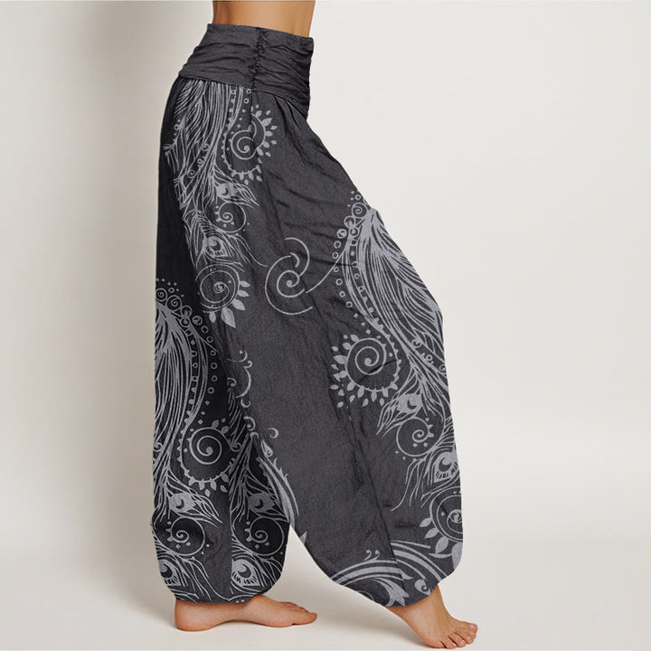 Buddha Stonesカジュアル ピーコックデザイン レディース 伸縮性ウエスト ハーレムパンツ - image 10
