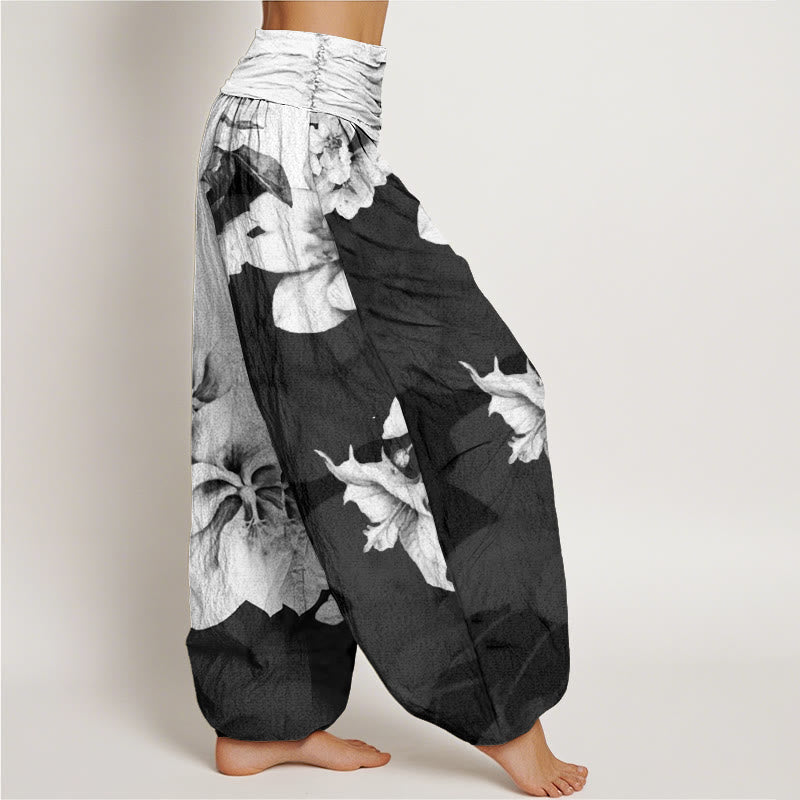 Buddha Stonesカメリア柄 レディース 伸縮性ウエスト ハーレムパンツ - image 3