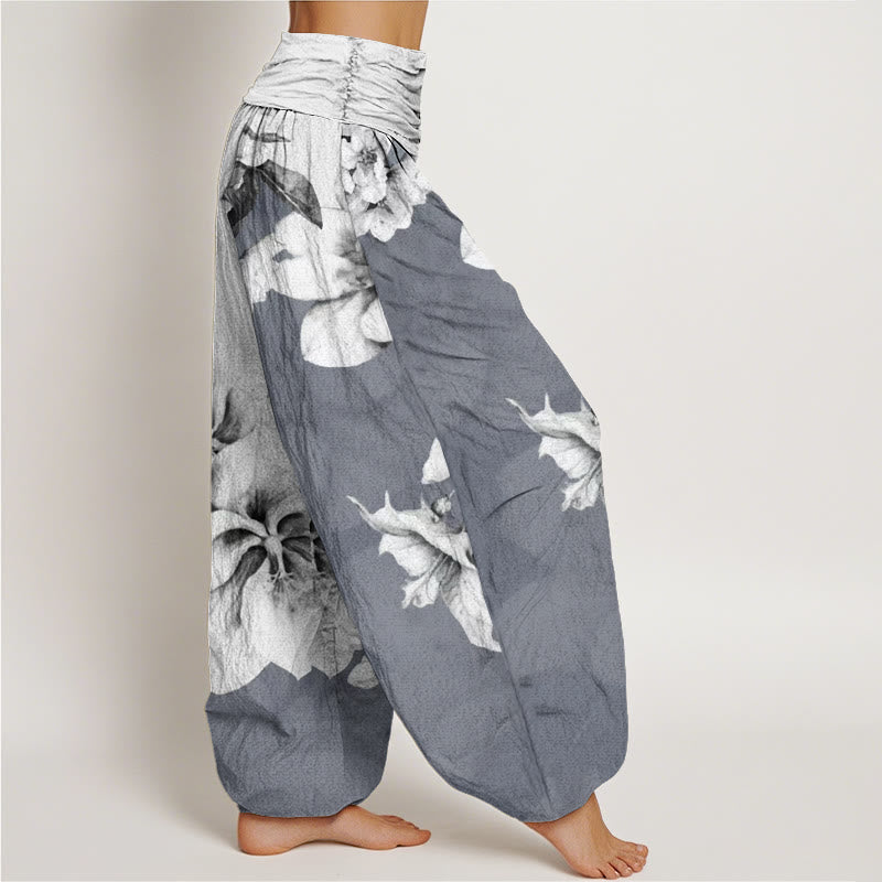 Buddha Stonesコットン カメリア柄 レディース 伸縮性ウエスト ハーレムパンツ - image 6