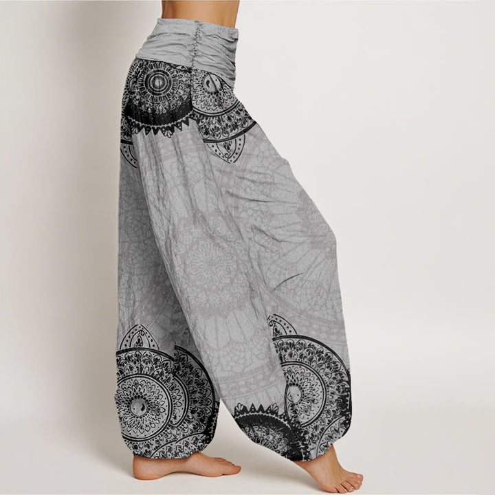 Buddha Stones円形曼荼羅デザイン レディース 伸縮性ウエスト ハーレムパンツ - image 10