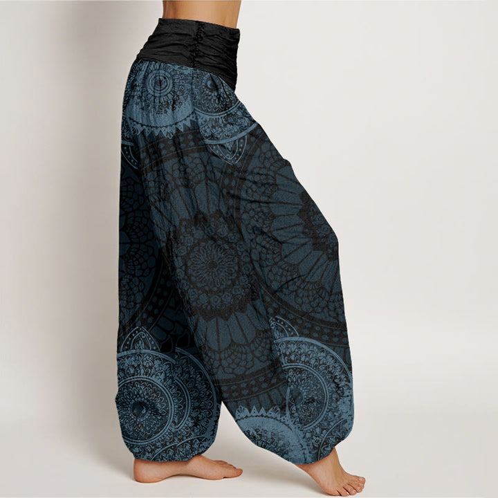 Buddha Stones円形曼荼羅デザイン レディース 伸縮性ウエスト ハーレムパンツ - image 7