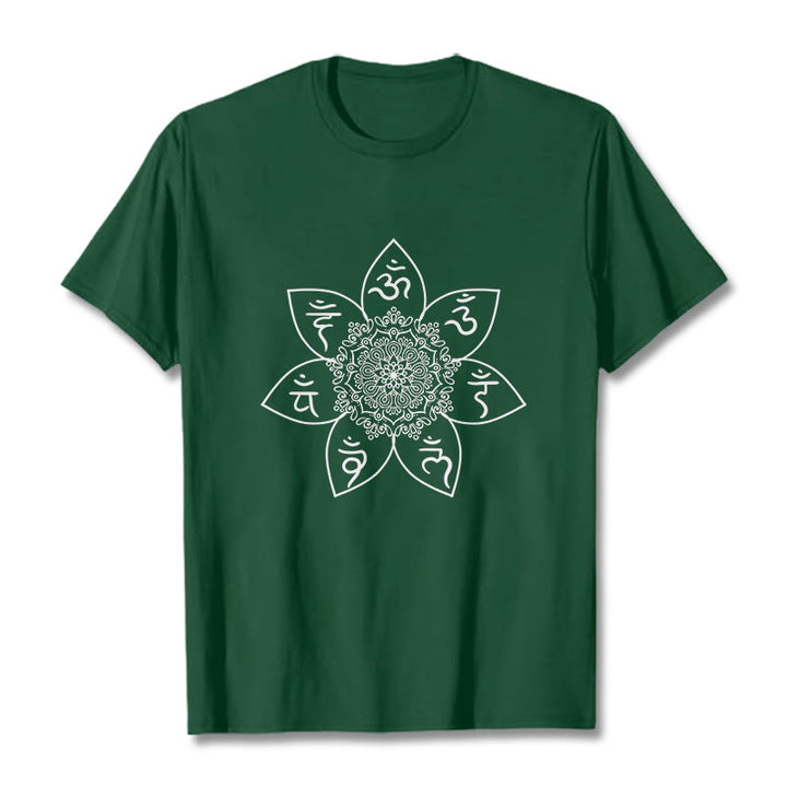 Buddha Stonesマンダラオーム・マニ・パドメ・フムパターン Tシャツ Tシャツ - フォレストグリーン - 2XL - image 1