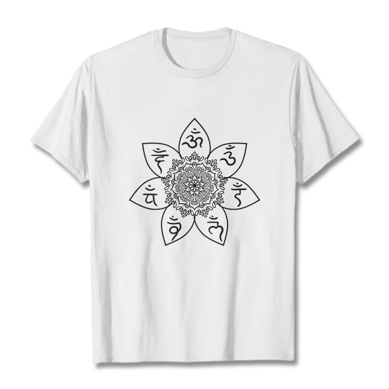 Buddha Stonesマンダラオーム・マニ・パドメ・フムパターン Tシャツ Tシャツ - 白 - 2XL - image 7
