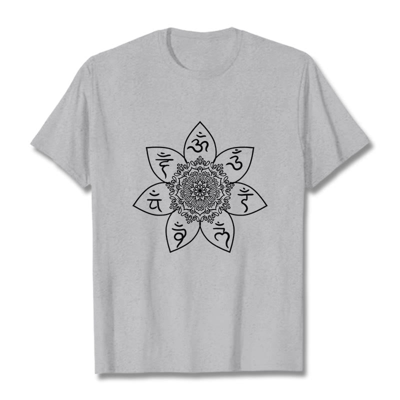Buddha Stonesマンダラオーム・マニ・パドメ・フムパターン Tシャツ Tシャツ - ライトグレー - 2XL - image 19