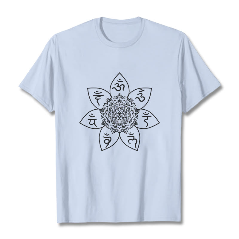 Buddha Stonesマンダラオーム・マニ・パドメ・フムパターン Tシャツ Tシャツ - ライトシアン - 2XL - image 18