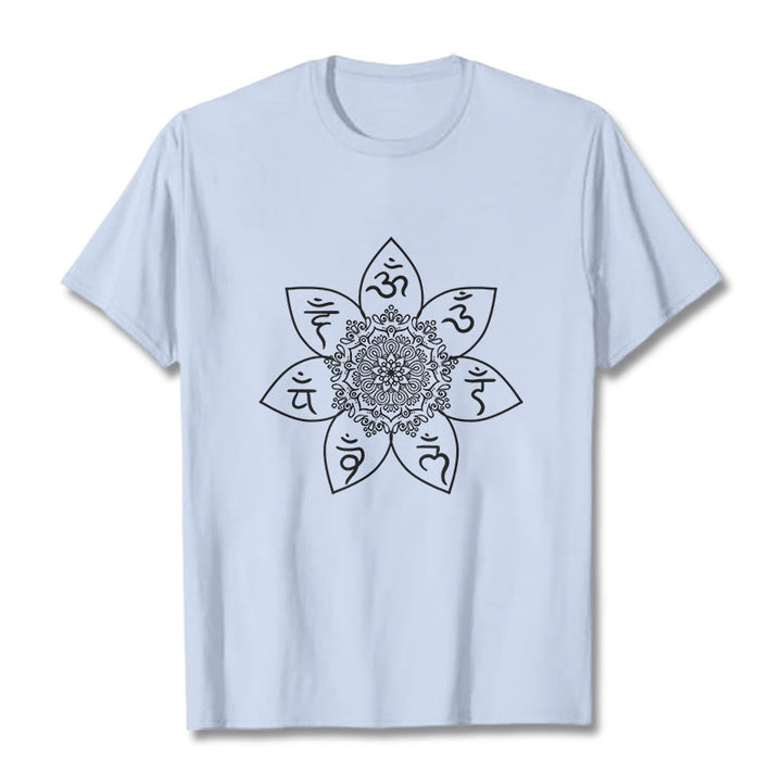 Buddha Stonesマンダラオーム・マニ・パドメ・フムパターン Tシャツ Tシャツ - ライトシアン - 2XL - image 19