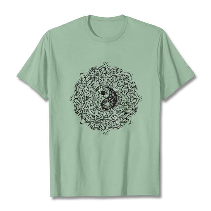 Buddha Stones曼荼羅YinYangシンボル柄Tシャツ - 淡い緑色 - 2XL - image 14