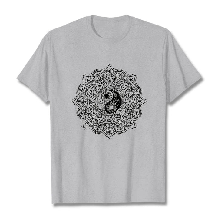 Buddha Stones曼荼羅YinYangシンボル柄Tシャツ - ライトグレー - 2XL - image 19