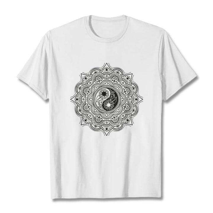 Buddha Stones曼荼羅YinYangシンボル柄Tシャツ - 白 - 2XL - image 7