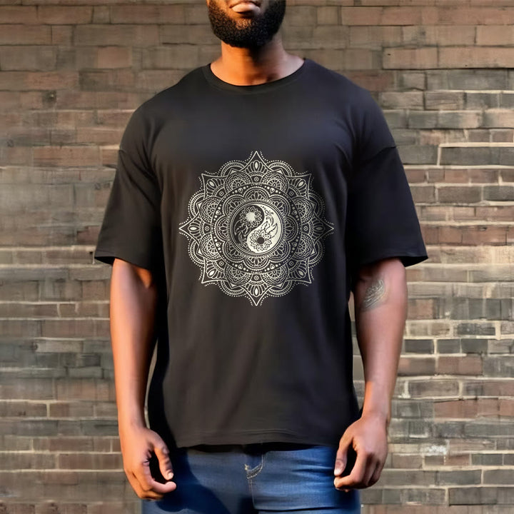 Buddha Stones曼荼羅YinYangシンボル柄Tシャツ - image 5