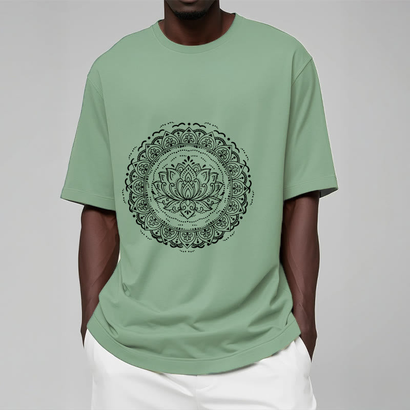 Buddha Stones曼荼羅蓮の花柄Tシャツ - image 16