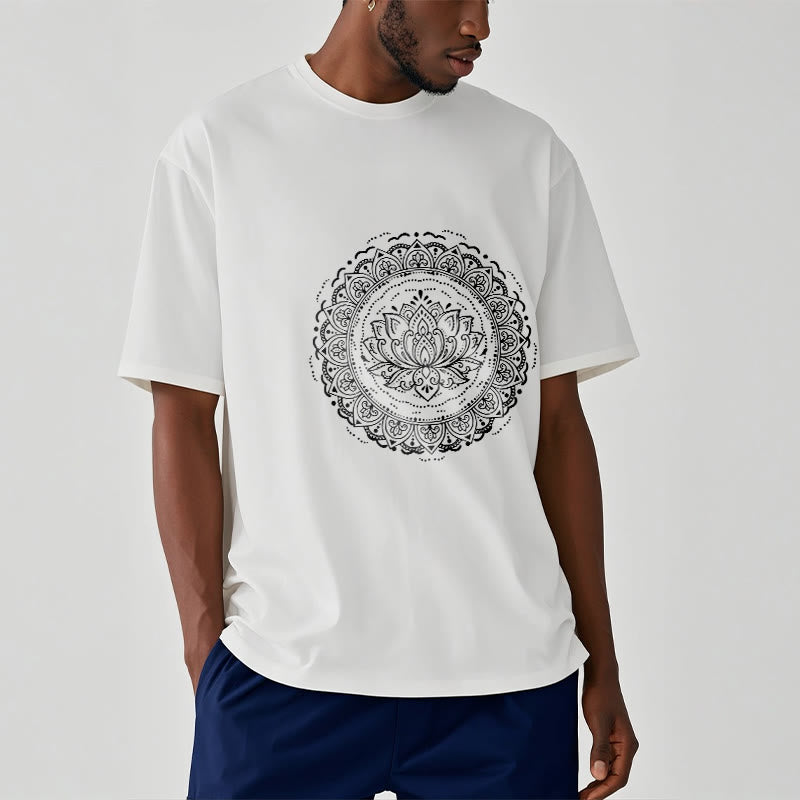 Buddha Stones曼荼羅蓮の花柄Tシャツ - image 2