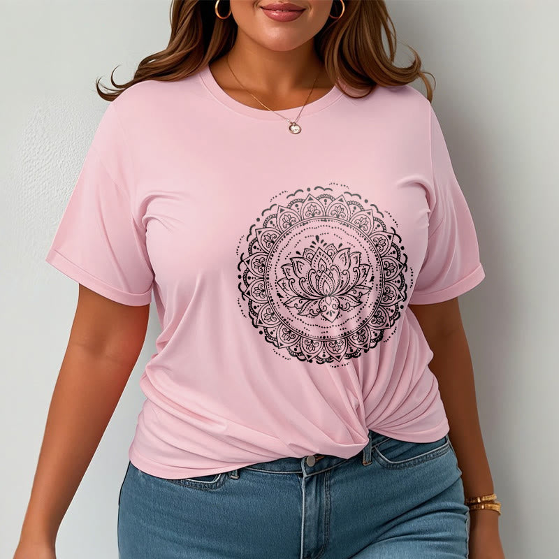 Buddha Stones曼荼羅蓮の花柄Tシャツ - image 13