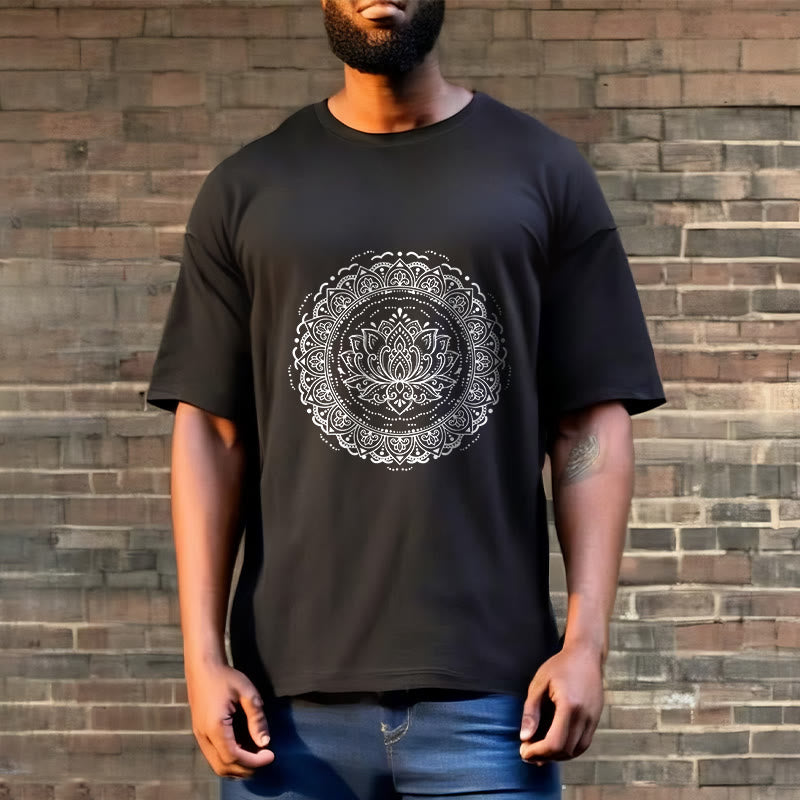 Buddha Stones曼荼羅蓮の花柄Tシャツ - image 6