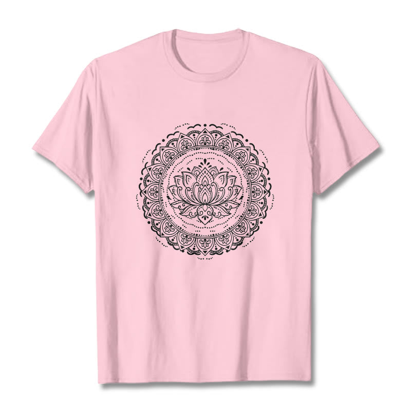 Buddha Stones曼荼羅蓮の花柄Tシャツ - ライトピンク - 2XL - image 12