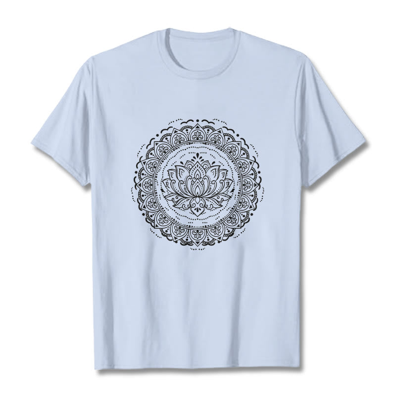 Buddha Stones曼荼羅蓮の花柄Tシャツ - ライトシアン - 2XL - image 18