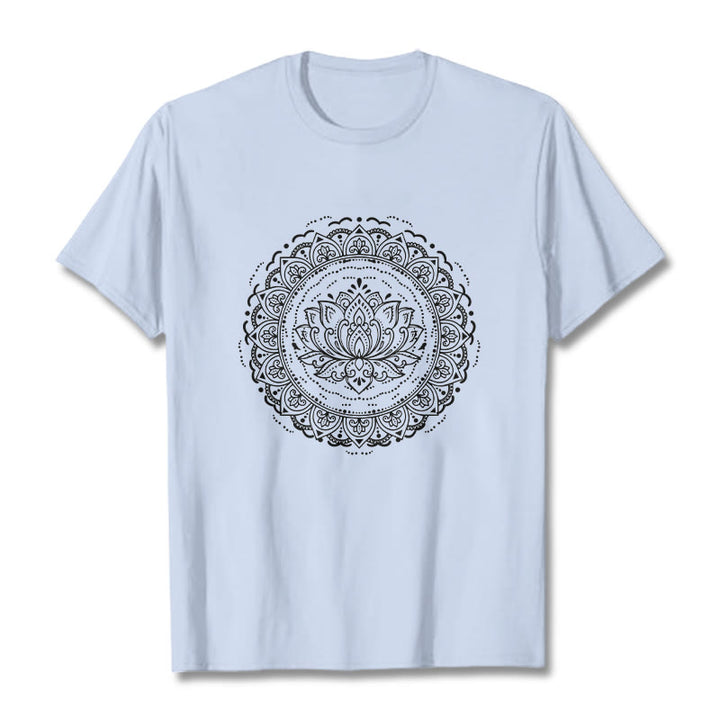 Buddha Stones曼荼羅蓮の花柄Tシャツ - ライトシアン - 2XL - image 18