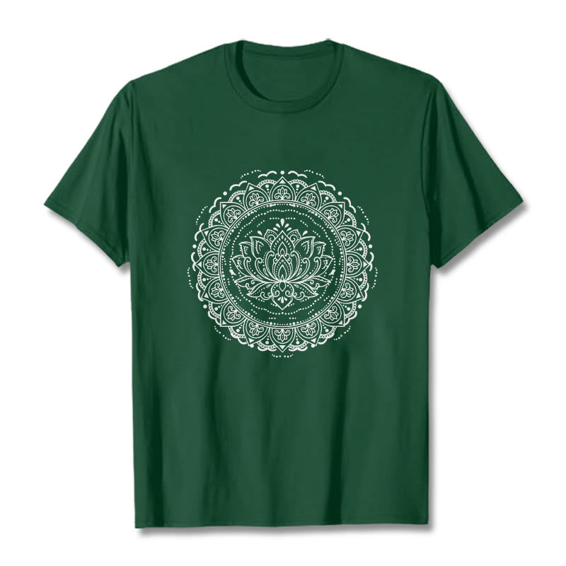 Buddha Stones曼荼羅蓮の花柄Tシャツ - フォレストグリーン - 2XL - image 10