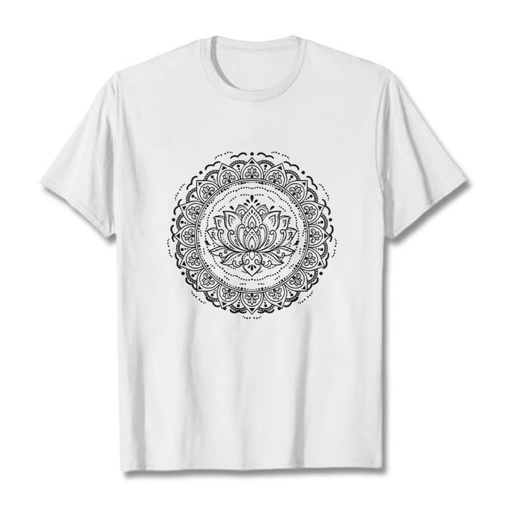 Buddha Stones曼荼羅蓮の花柄Tシャツ - 白 - 2XL - image 1
