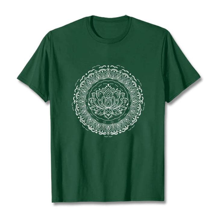 Buddha Stones曼荼羅蓮の花柄Tシャツ - フォレストグリーン - 2XL - image 11