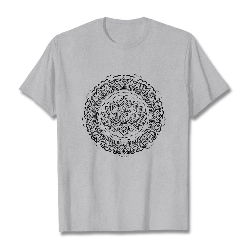 Buddha Stones曼荼羅蓮の花柄Tシャツ - ライトグレー - 2XL - image 19