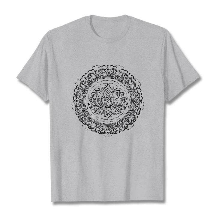 Buddha Stones曼荼羅蓮の花柄Tシャツ - ライトグレー - 2XL - image 19