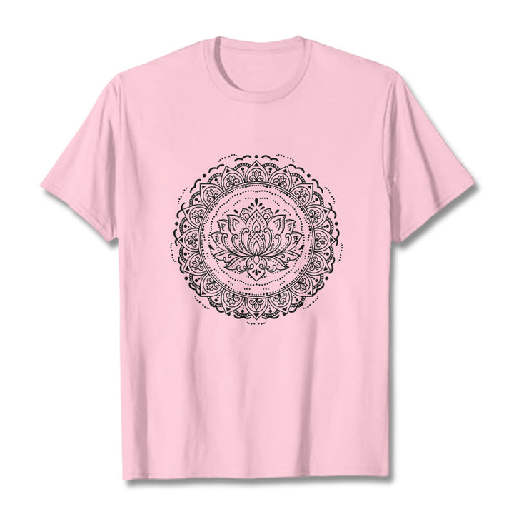 Buddha Stones曼荼羅蓮の花柄Tシャツ - ライトピンク - 2XL - image 13