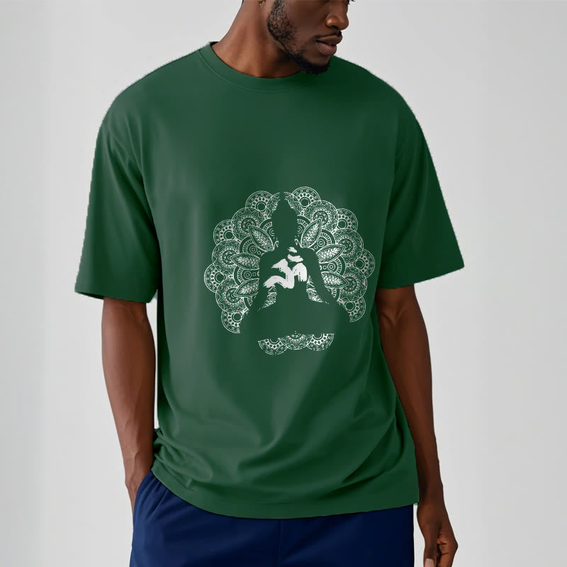 Buddha Stones純色曼荼羅オームシンボル柄Tシャツ - image 12