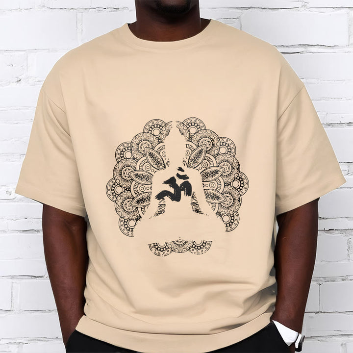 Buddha Stones純色曼荼羅オームシンボル柄Tシャツ - image 9